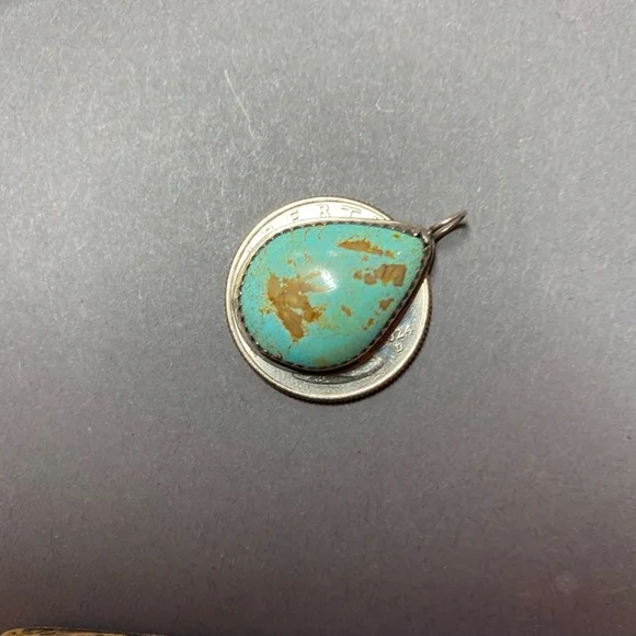 Vintage turquoise sterling silver pendant - Picture 4 of 5